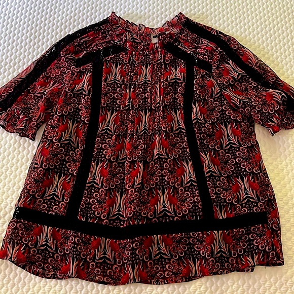 Anthropologie Lace Inset Top Women Size XS - Picture 3 of 7